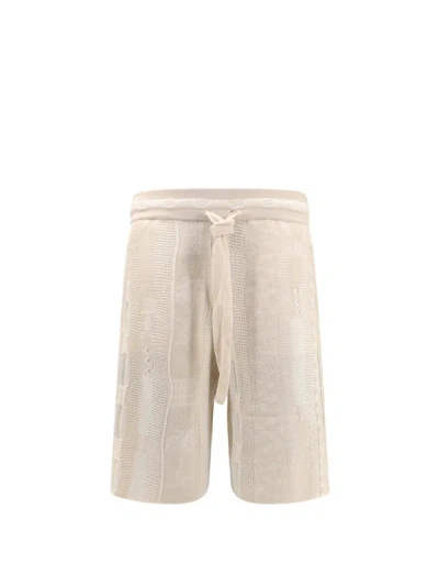 Laneus Cotton Bermuda Short With Embroideries In Neutral