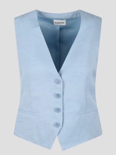 P.a.r.o.s.h. V-neck Button-down Waistcoat In Blue