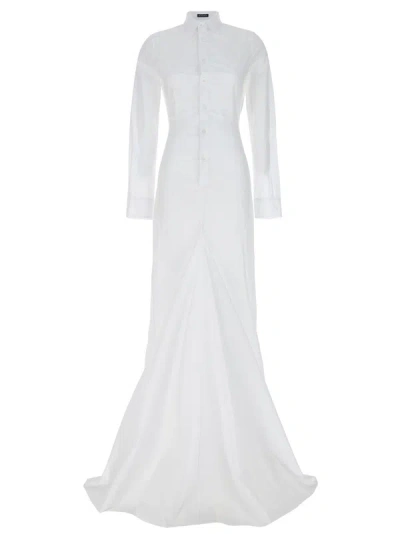 Ann Demeulemeester Che Factory Shirt Dress In White