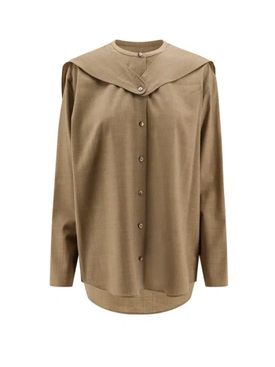 Le 17 Septembre Wool Blend Shirt In Brown