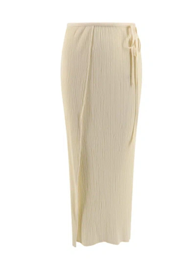 Le 17 Septembre Ribbed Long Skirt In Neutral
