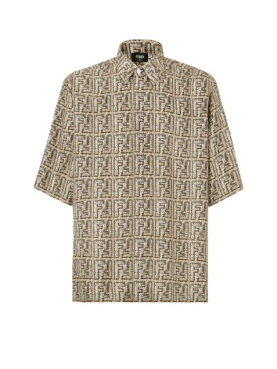 Fendi Silk Shirt With Ff Motif In Multi