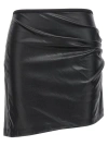 Helmut Lang Asymmetric Ruched Faux Leather Mini Skirt In Black