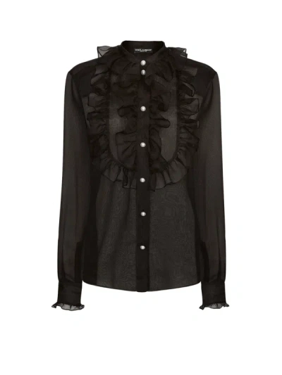 Dolce & Gabbana Organza Shirt In Black