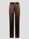 Tom Ford Jacquard-trimmed Leopard-print Silk-blend Satin Wide-leg Pants In Brown