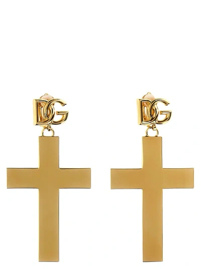 Dolce & Gabbana Cross Earrings Jewelry In Gold