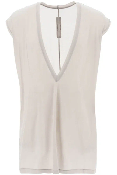 Rick Owens Off-white Porterville Deep V T-shirt In 11 Milk