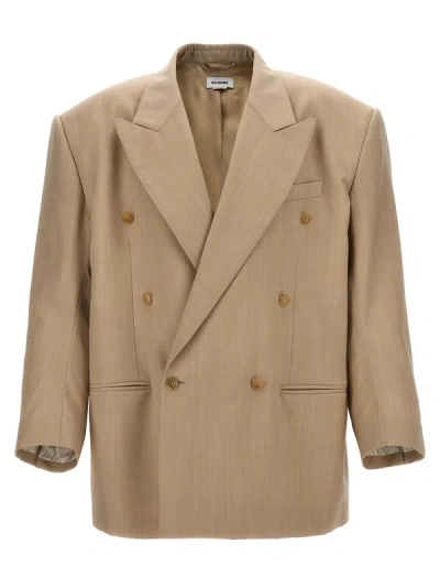 Hed Mayner Double-breasted Wool Blazer In Neutral