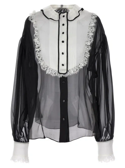 Dolce & Gabbana Contrast Plastron Shirt Shirt, Blouse In Metallic