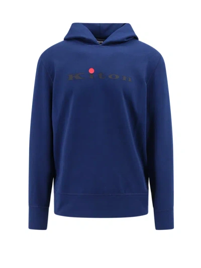 Kiton Cotton Sweatshirt With Frontal Logo In Blue
