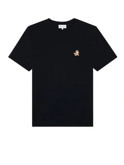 Maison Kitsuné Fox-patch Cotton T-shirt In Black