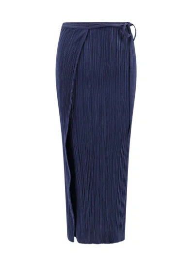 Le 17 Septembre Ribbed Long Skirt In Blue