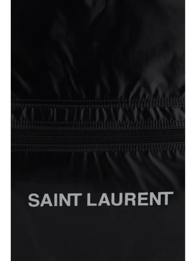 Saint Laurent Nuxx Backpack Nylon In Nero/argento