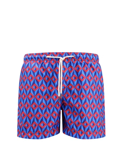 Peninsula Recycled Nylon Swim Shorts With Geometric Print In Purple