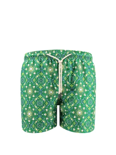 Peninsula Recycled Nylon Swim Shorts With All-over Print In Green