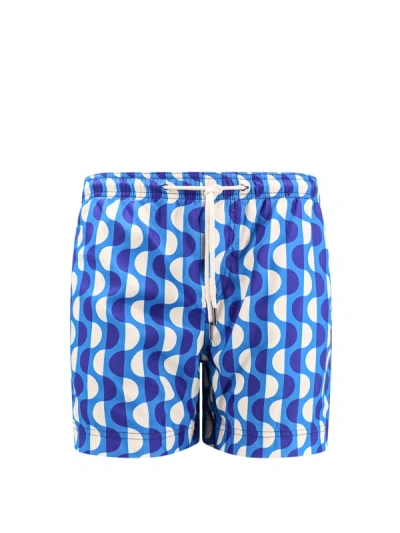 Peninsula Recycled Nylon Swim Shorts With All-over Print In Blue