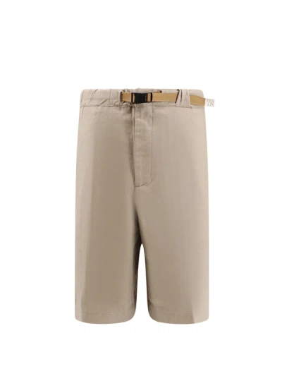 Whitesand Linen And Cotton Bermuda Shorts With Elastic Waistband And Drawstring At Waist In Neutral