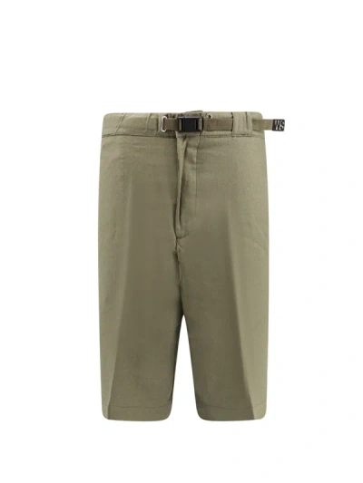 Whitesand Linen And Cotton Bermuda Shorts With Elastic Waistband And Drawstring At Waist In Green