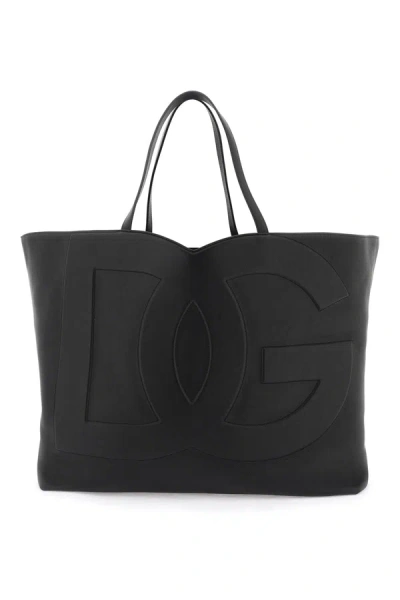 Dolce & Gabbana Borsa Shopping Large Dg Logo In Black