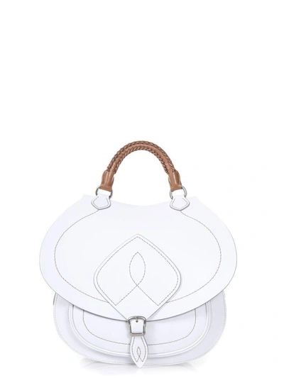 Maison Margiela Small Saddle Leather Top Handle Bag In White