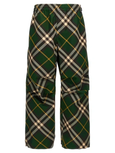 Burberry Check Trousers In Green