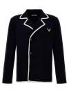 Valentino Wool Knit Jacket In Blue