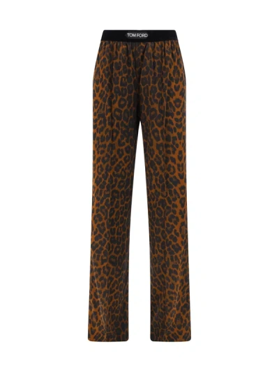 Tom Ford Silk Pyjama Trousers In Camel (brown)