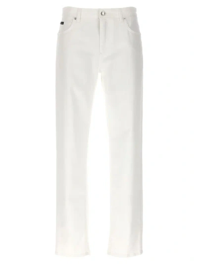 Dolce & Gabbana Logo Plaque Jeans In White