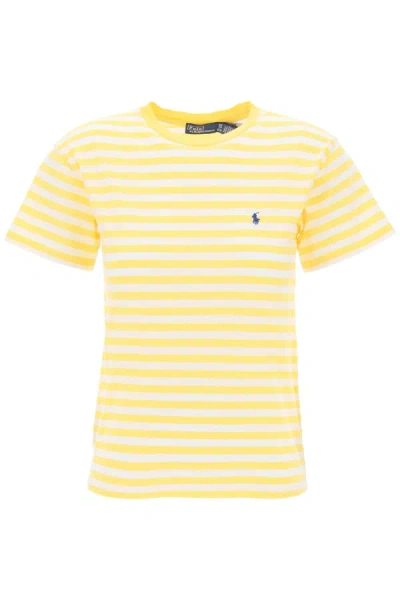 Polo Ralph Lauren T Shirt Girocollo A Righe In Yellow