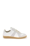 Maison Margiela Off White Leather And Grey Suede Replica Sneakers In White, Grey