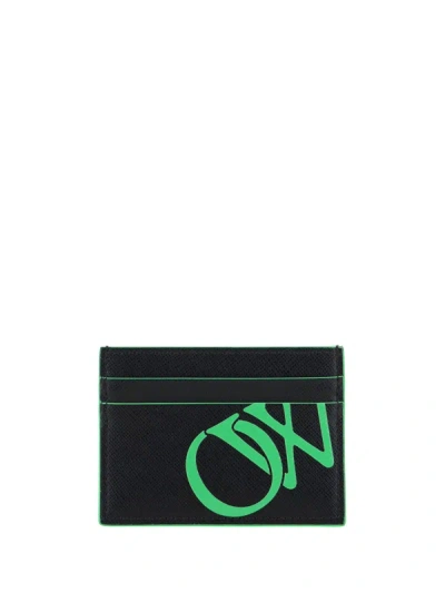 Off-white Portacarte In Black Green Fluo