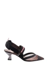 Fendi Tech Mesh Hummingbird Slingbacks Shoes In Blue