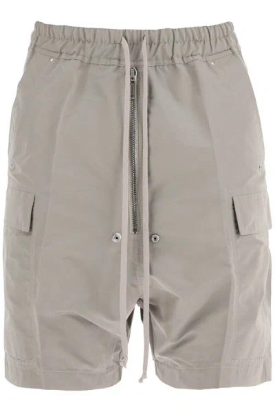 Rick Owens Cargo Shorts In Faille In Grey