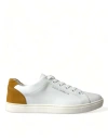 DOLCE & GABBANA DOLCE & GABBANA WHITE YELLOW SUEDE LEATHER LOW TOP MEN SNEAKERS MEN'S SHOES