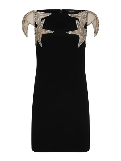 Dsquared2 Star-embellished Strapless Minidress In Black