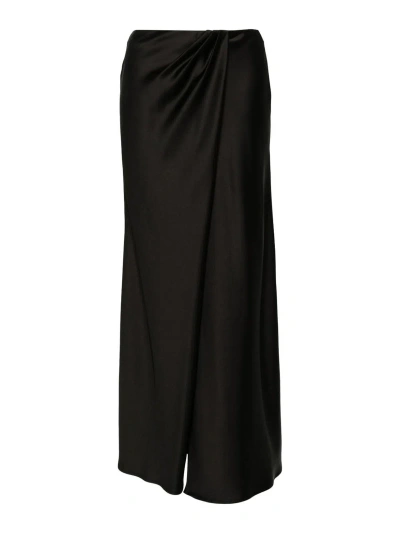 Pinko Draped Satin Maxi Skirt In Black