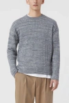 Closed Crew Neck Ribbed Jumper In Ash Grey In Multi