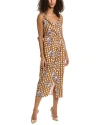 REBECCA TAYLOR GINGHAM DAISY WRAP DRESS IN DAISEY TOFFEE COMBO
