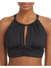 La Blanca Island Goddess High Neck Midline Bikini Top In Black