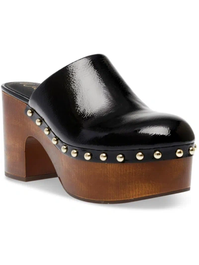 Wild Pair Adorre Womens Faux Leather Studded Clogs In Black