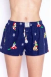 PJ SALVAGE WOMEN'S HOLIDAY PUPS FLANNEL SHORTS IN NAVY