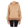 Hinnominate Chic Oversized Cotton Hoodie With Ruffled Sleeves In Neutral