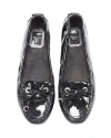 DIOR CHRISTIAN DIOR BLACK PATENT SILVER CD CHARM BOW FLAT LOAFER