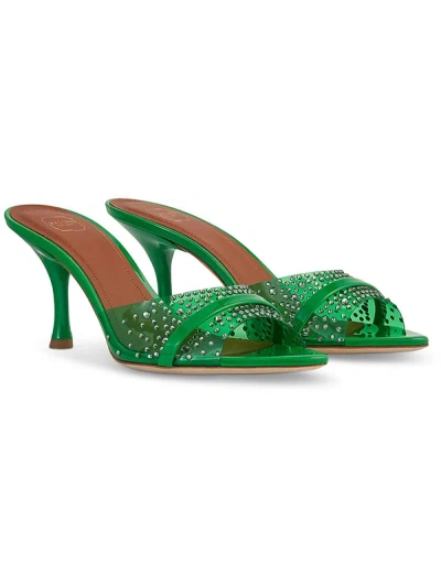 Malone Souliers Julia 70 Embellished Pvc And Patent-leather Mules In Green