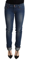 Acht Blue Washed Low Waist Skinny Denim Jeans Pant In Blue