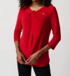 JOSEPH RIBKOFF TWISTY FITTED TOP IN LIPSTICK RED