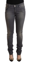 Acht Dark Gray Washed Cotton Denim Skinny Jeans In Grey