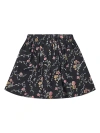 BONTON ROMANTIC PRINT GAUZE SKIRT IN BLACK