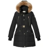 Michael Michael Kors Women's Black Down Belted Puffer Coat 3/4 Length In Black