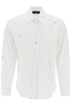 AMIRI CAMICIA GESSATA CON LOGO STAGGERED